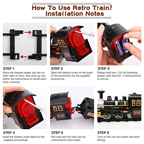 Electric Christmas Train Set For Kids Battery-Powered Train Toys With Sounds Include 4 Cars And 10 Tracks Classic Toy Train Set For 3 4 5 6 Years Old Boys Girls - Railway-Themed Play Edition