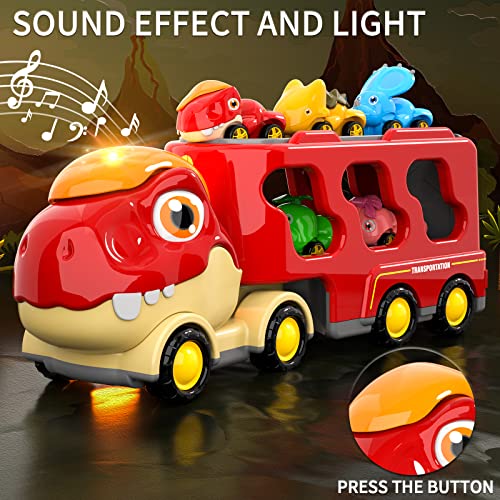 New Dinosaur Truck Toys For Kids 3-5 Years Cars Toys For Toddler 1-3 6 In 1 Jurassic Dinosaurs Trucks Toys Semi Truck Toy Car For Boys And Girls Age 2-3 well-suited Gift For Baby & Toddler Toys - Track and Vehicle Play Edition