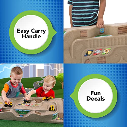 Portable Carry And Go Kids Race Track Toy Car Train Table 2-Sided No Assembly For Children 3 4 5 6 7 Years Old Boys Girls Made In USA - Track and Vehicle Play Edition