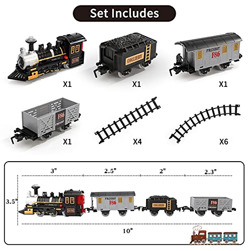 Electric Christmas Train Set For Kids Battery-Powered Train Toys With Sounds Include 4 Cars And 10 Tracks Classic Toy Train Set For 3 4 5 6 Years Old Boys Girls - Railway-Themed Play Edition