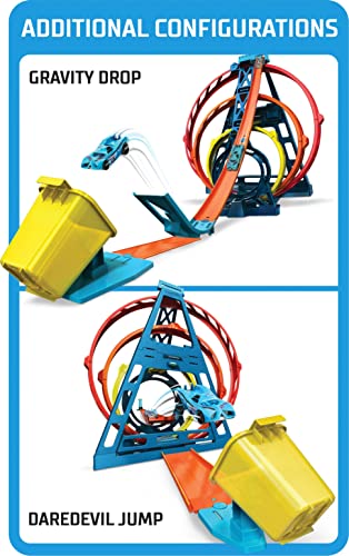 Track Builder Unlimited Triple Loop Kit Collapsible 3-Loop Gift Set For Kids 6 To 12 Years Old & One 1:64 Scale Hot Wheels Vehicle With Connection Points Amazon Exclusive - Track and Vehicle Play Edition