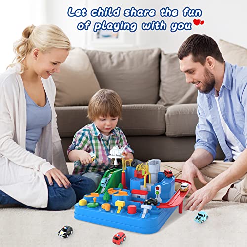 Preschool Educational Car Toys Gifts Puzzle Car Race Tracks Race Track Toys For Boy Car Adventure Toy For 3 4 5 6 7 8 Years Old Kids (Blue Helicopter Car) - Track and Vehicle Play Edition
