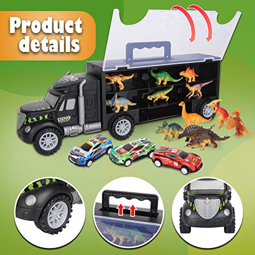 Dinosaur Toys For Kids 3-5 Dinosaur Truck Carrier Transport Truck Dinosaurs Toys For Boys And Girls 3 4 5 6 Years Old With Dino Eggs 23 Pcs Kids Toys Dinosaur - Track and Vehicle Play Edition