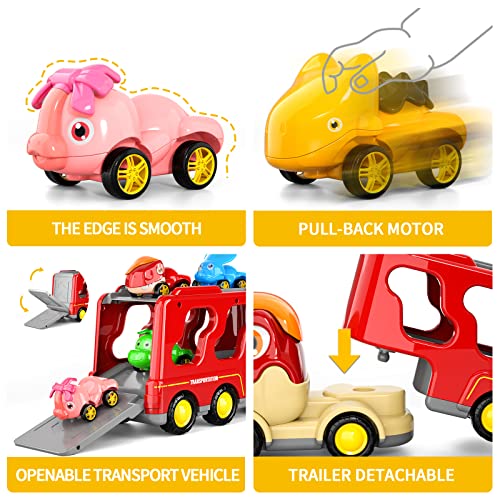 New Dinosaur Truck Toys For Kids 3-5 Years Cars Toys For Toddler 1-3 6 In 1 Jurassic Dinosaurs Trucks Toys Semi Truck Toy Car For Boys And Girls Age 2-3 well-suited Gift For Baby & Toddler Toys - Track and Vehicle Play Edition