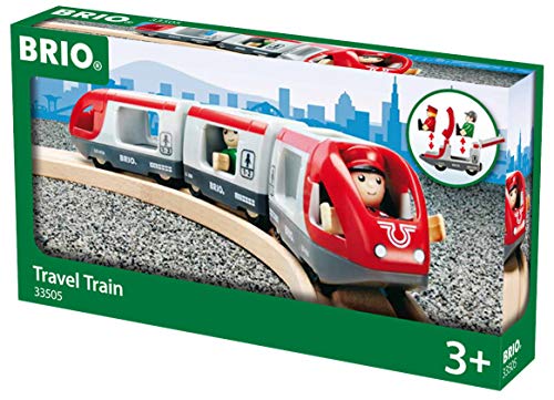 RIO World 33505 – Travel Train – 5 Piece Wooden Toy Train Set For Kids Age 3 And Up - Railway-Themed Play Edition
