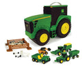 New TOMY John Deere Durable Vehicle Toy Set For Kids With Tractor Shaped Portable Carry Cas - Farm and Construction Play Edition