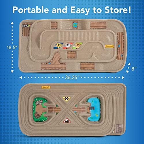 Portable Carry And Go Kids Race Track Toy Car Train Table 2-Sided No Assembly For Children 3 4 5 6 7 Years Old Boys Girls Made In USA - Track and Vehicle Play Edition