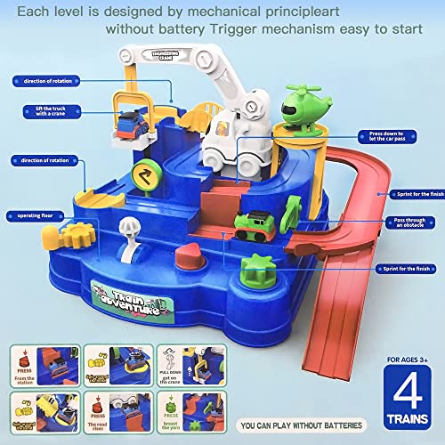 New Toddler Race Track Kids Boy Car Toys Age 3 4 Year Old Boys Girls Preschool Puzzle Rail Car Adventure City Rescue Game Parking Garage Playset Birthday Educational Gifts For Kids Ages 3 4 5 6 Years Old - Track and Vehicle Play Edition