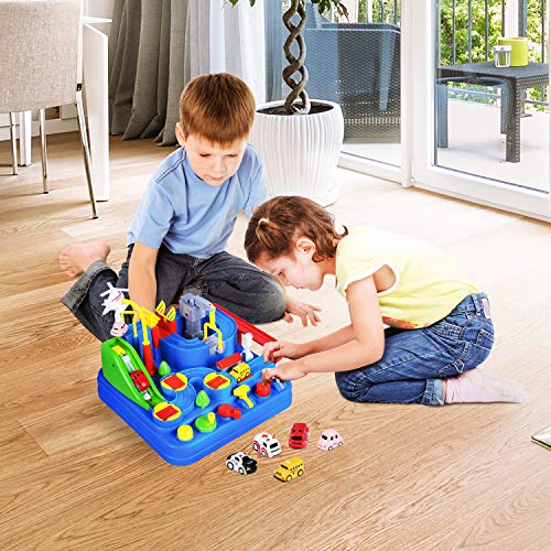 Car Adventure Toys For Kids City Rescue Playsets Magnet Toys W/ 5 Mini Cars Puzzle Rail Car Preschool Educational Car Games Gift For 3 4 5 6 7 Year Old Boys Girls - Track and Vehicle Play Edition