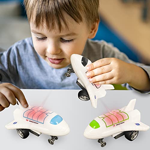 New Light Up Space Shuttle Toys Battery Operated Spaceship Toy With LEDs Sound And Push And Go Motion NASA Toys Outer Space Shuttle Toy Gifts For Boys And Girls Set Of 3 - Space Exploration Play Edition