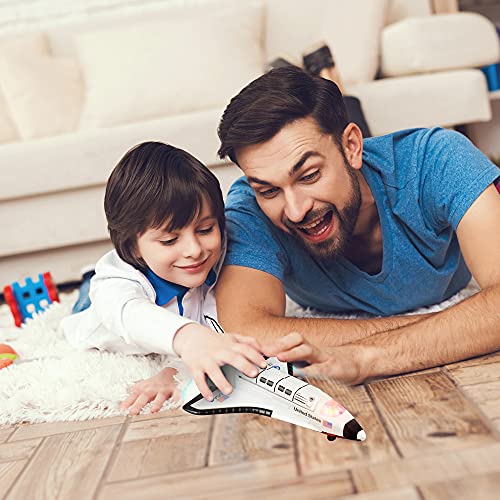 Light Up Space Shuttle Toy 1PC Battery Operated Spaceship Toy With LEDs Sounds And Pullback Motion Outer Space Party Decoration Great Space Gifts For Boys And Girls 6 Inches - Space Exploration Play Edition
