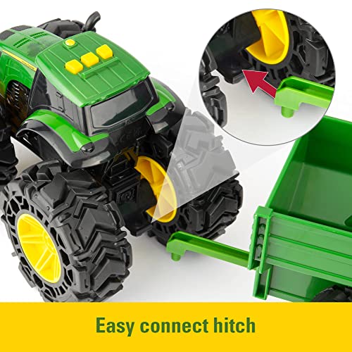 Toddler Toys Lights And Sounds Monster Treads Tractor Toy With Wagon 8 Inch Green Ages 3+ Red - Farm and Construction Play Edition
