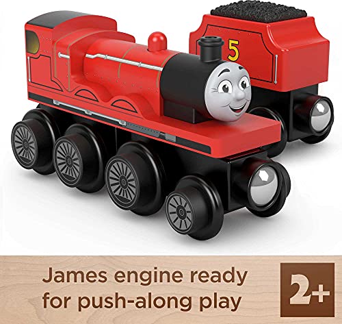 Cheap Wooden Railway James Engine And Coal Car Push-Along Train Made From Sustainably Sourced Wood For Kids 2 Years And Up - Railway-Themed Play Edition