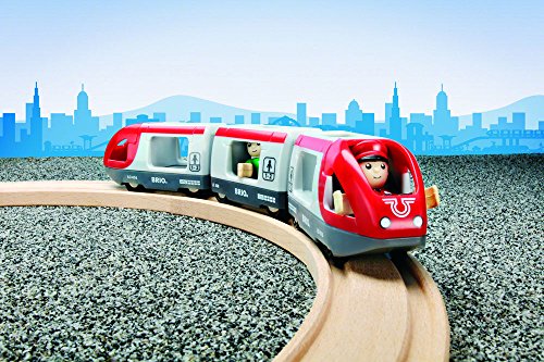 RIO World 33505 – Travel Train – 5 Piece Wooden Toy Train Set For Kids Age 3 And Up - Railway-Themed Play Edition