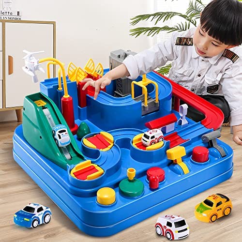 Kids Race Track Toys For Boy Car Adventure Toy For 3 4 5 6 7 Years Old Boys Girls Puzzle Rail Car City Rescue Playsets Magnet Toys W/ 3 Mini Cars Preschool Educational Car Games Gift Toys - Track and Vehicle Play Edition