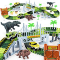 Deals Dinosaur Toys-187 Pcs Create A Dinosaur World Road Race Flexible Track Playset 4 Dinosaurs-2 Race Cars For 3 4 5 6 Years Up Old Boys Girls well-suited Gift - Track and Vehicle Play Edition