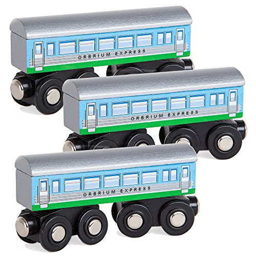 Toys 3 Pcs Large Wooden Railway Express Coach Cars Fits Thomas The Tank Engine Brio Chuggington Wooden Train - Railway-Themed Play Edition