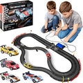 Slot Car Race Track Sets – Battery Or Electric Race Car Track With 4 Cars Dual Electric Race Track W/ 2 Remotes Lap Counter & Lights For Girls & Boys Age 8-12 - Track and Vehicle Play Edition