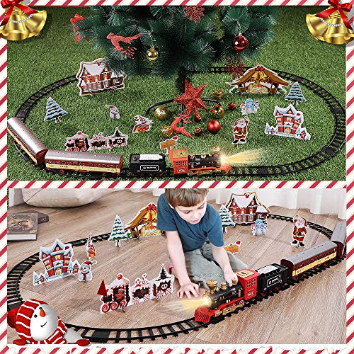 Cheap Train Sets With Steam Locomotive Engine Cargo Car And Tracks Battery Powered Play Set Toy W/ Smoke Light & Sounds For Kids Boys & Girls 3 4 5 6 7 Years Old - Railway-Themed Play Edition