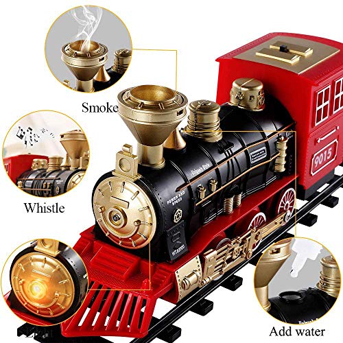 Cheap Train Sets With Steam Locomotive Engine Cargo Car And Tracks Battery Powered Play Set Toy W/ Smoke Light & Sounds For Kids Boys & Girls 3 4 5 6 7 Years Old - Railway-Themed Play Edition